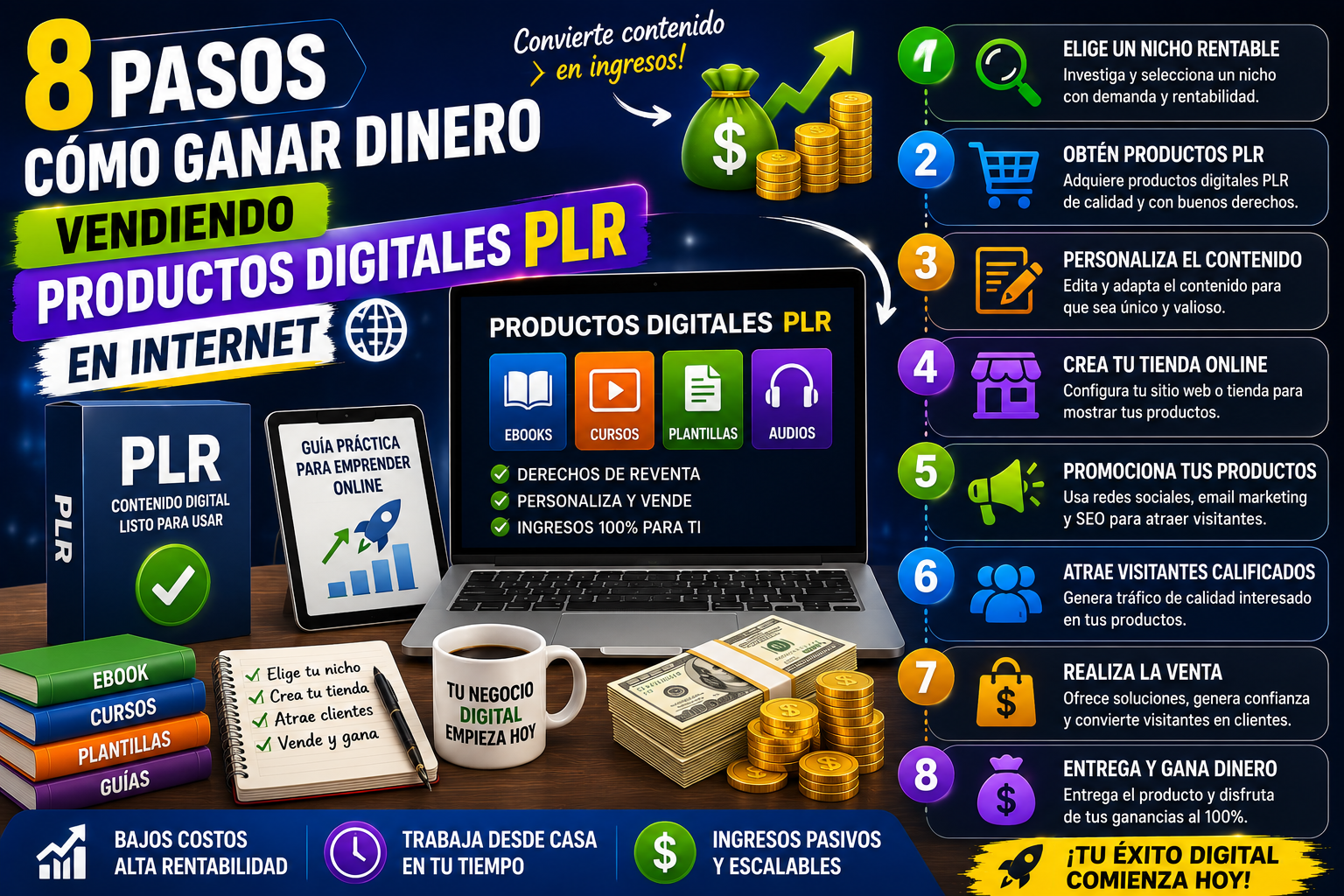 Pasos Cómo Ganar Dinero Vendiendo Productos Digitales PLR en Internet